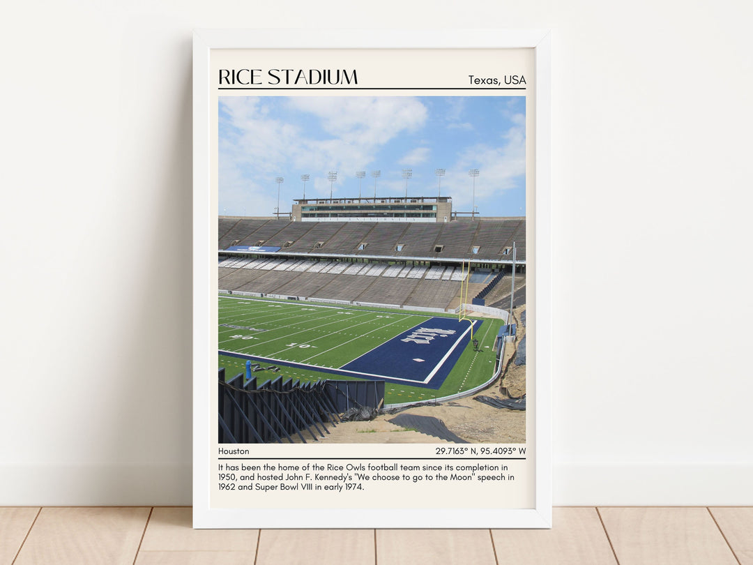 Rice Stadium Football Minimal Wall Art