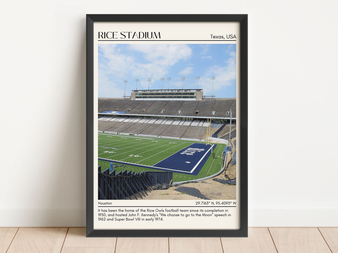 Rice Stadium Football Minimal Wall Art