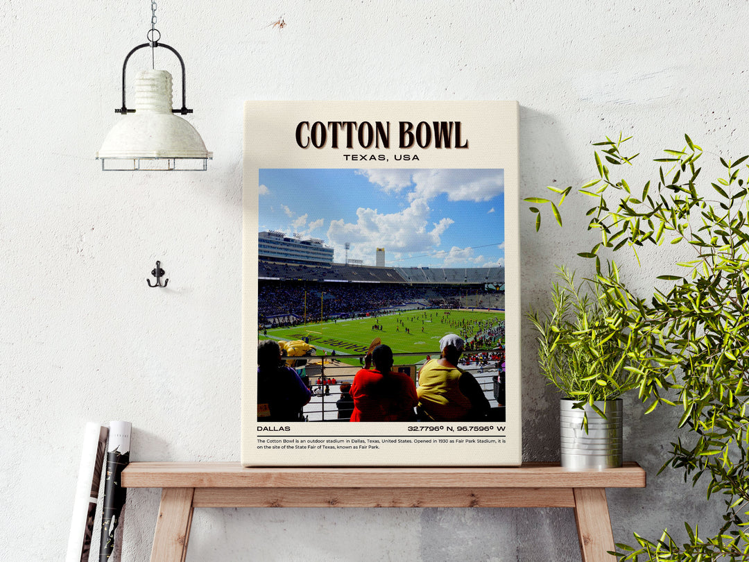 Cotton Bowl Stadium Football Retro Wall Art