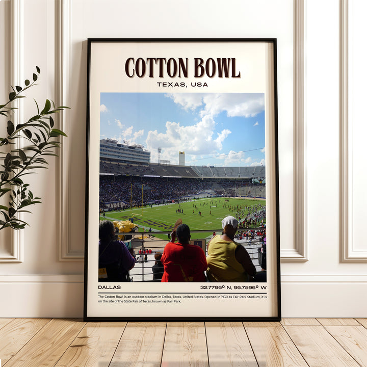 Cotton Bowl Stadium Football Retro Wall Art