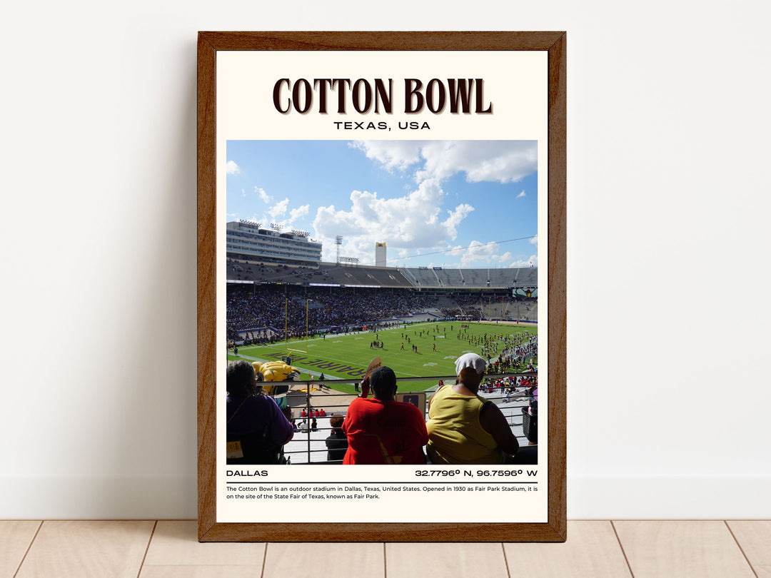 Cotton Bowl Stadium Football Retro Wall Art