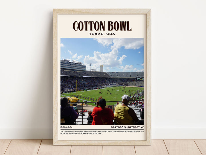 Cotton Bowl Stadium Football Retro Wall Art