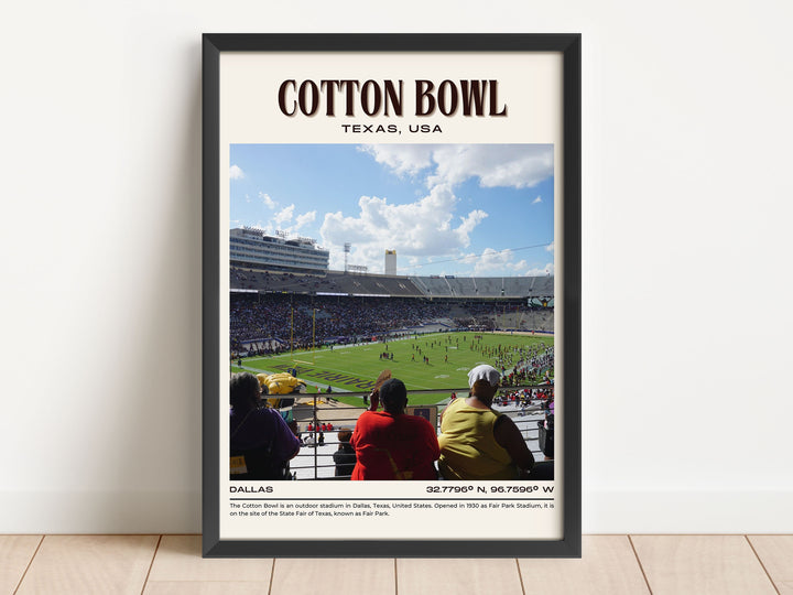 Cotton Bowl Stadium Football Retro Wall Art