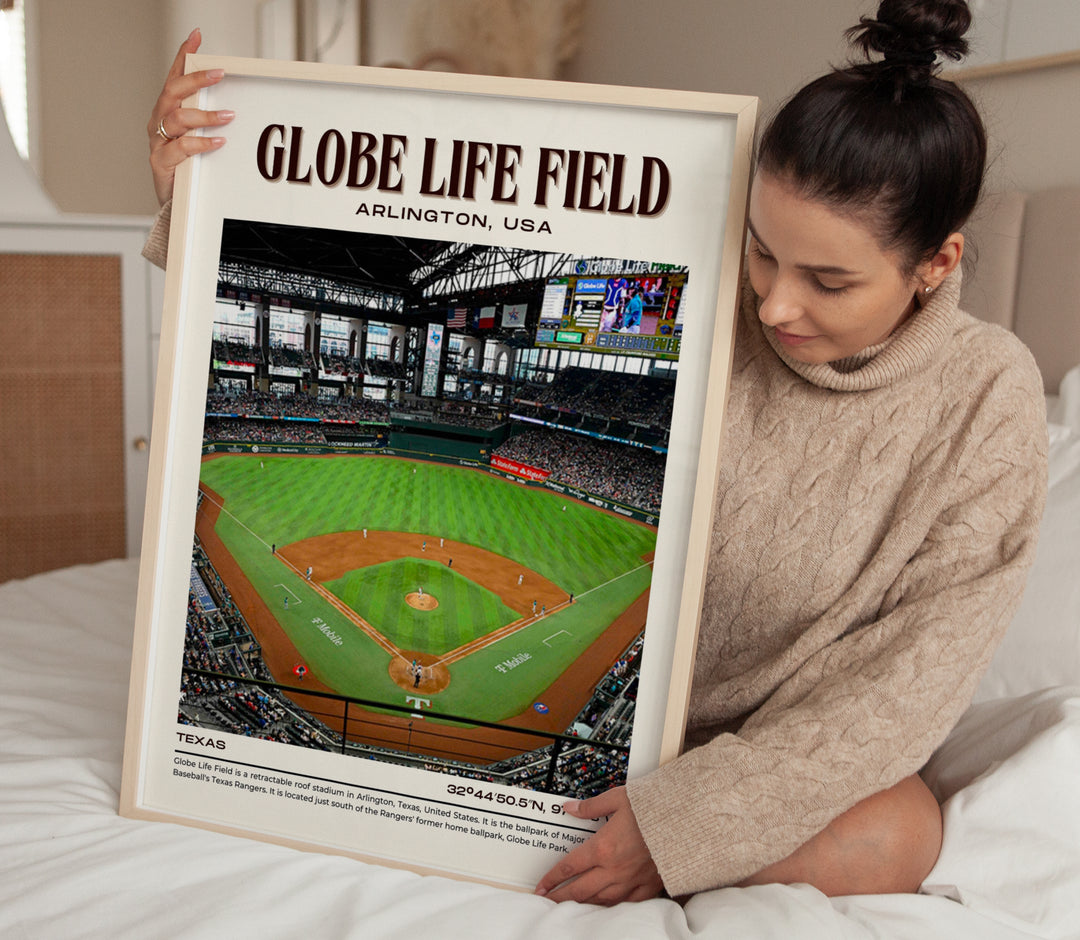 Globe Life Field Stadium Baseball Retro Wall Art