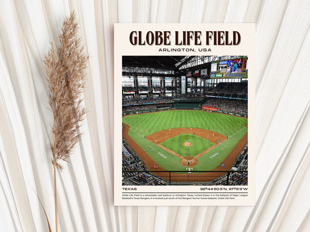 Globe Life Field Stadium Baseball Retro Wall Art