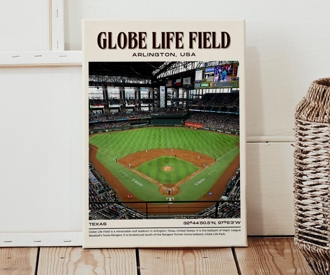 Globe Life Field Stadium Baseball Retro Wall Art