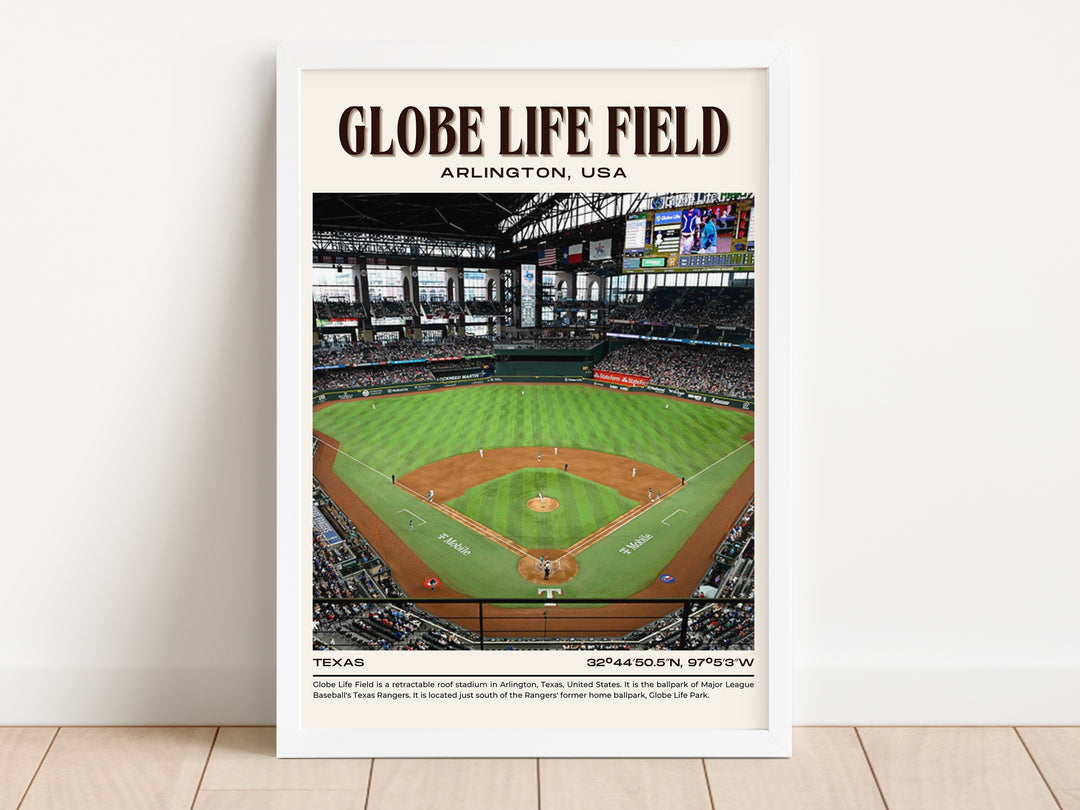 Globe Life Field Stadium Baseball Retro Wall Art