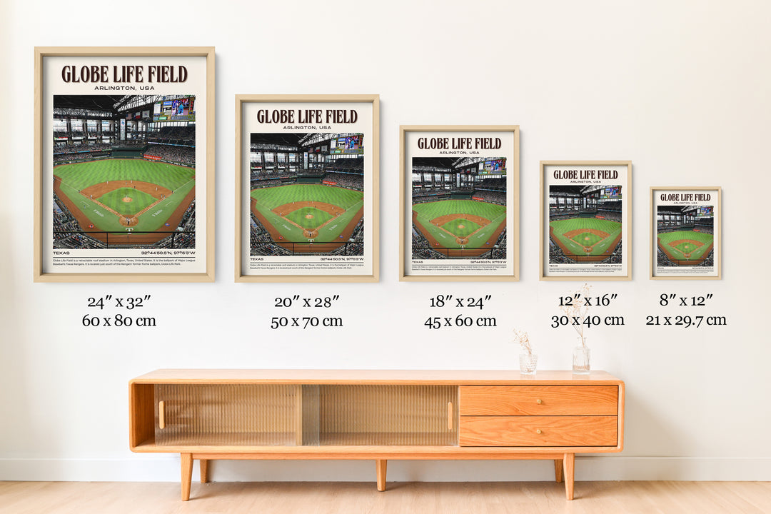 Globe Life Field Stadium Baseball Retro Wall Art