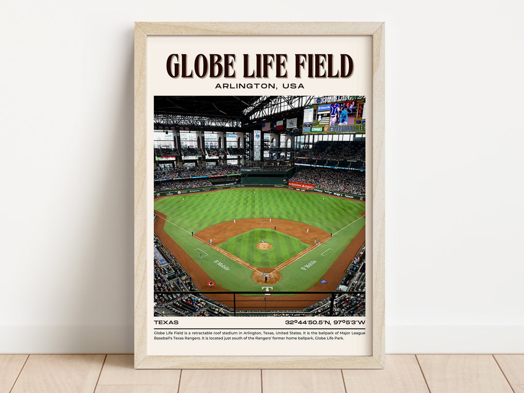 Globe Life Field Stadium Baseball Retro Wall Art