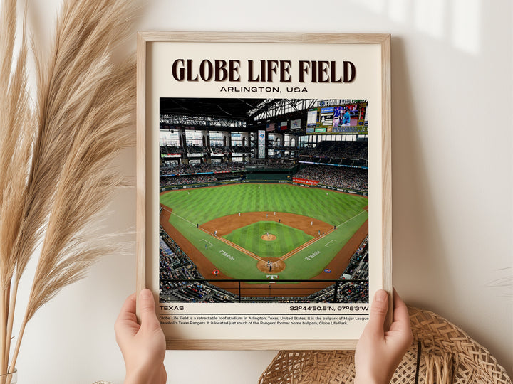 Globe Life Field Stadium Baseball Retro Wall Art