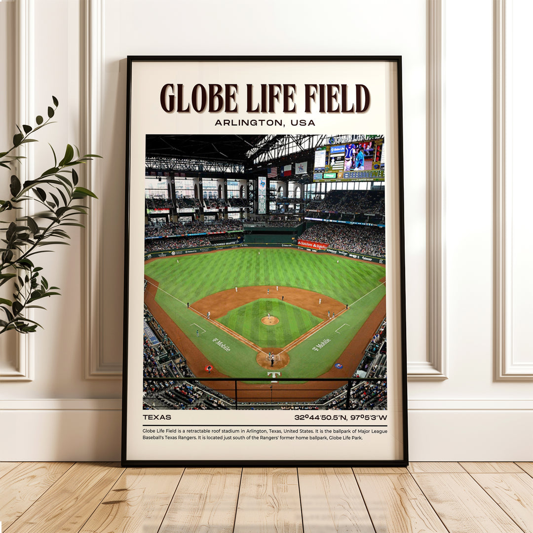 Globe Life Field Stadium Baseball Retro Wall Art