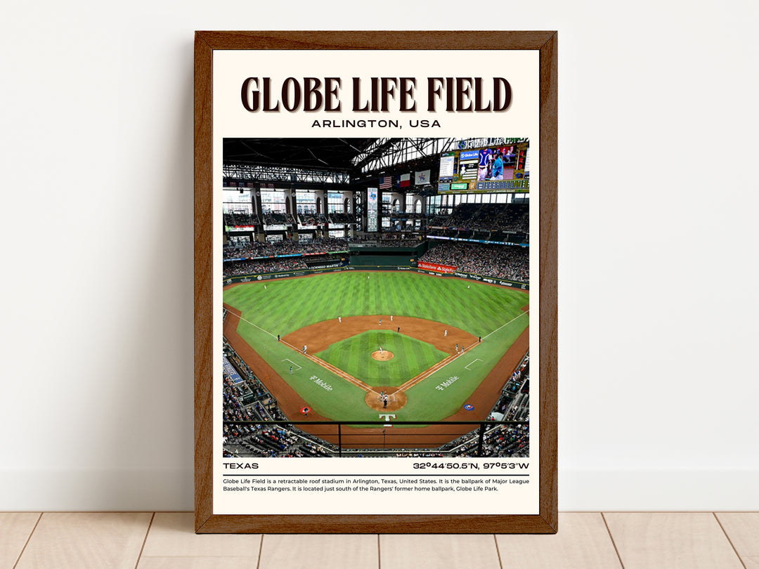 Globe Life Field Stadium Baseball Retro Wall Art