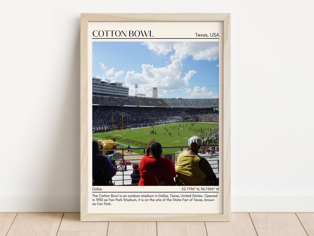 Cotton Bowl Stadium Football Minimal Wall Art