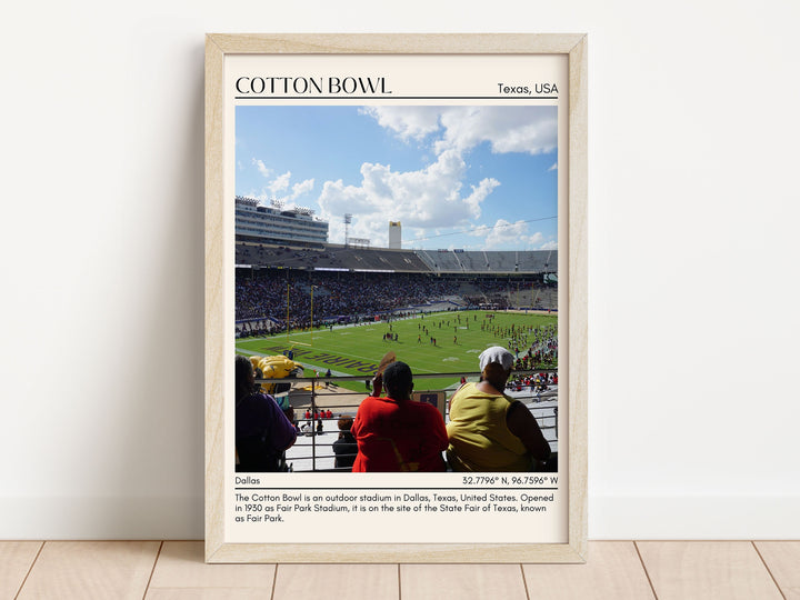 Cotton Bowl Stadium Football Minimal Wall Art