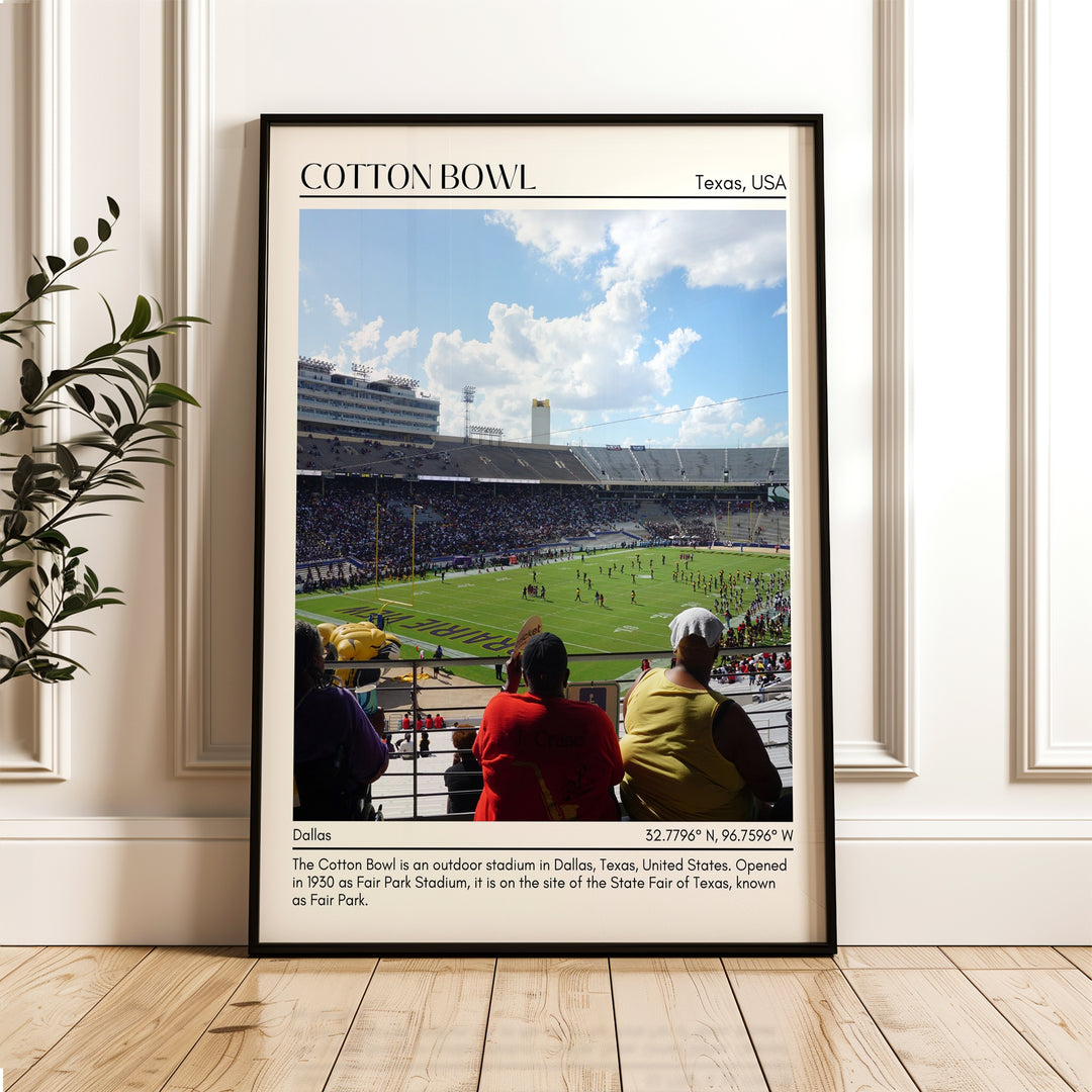 Cotton Bowl Stadium Football Minimal Wall Art