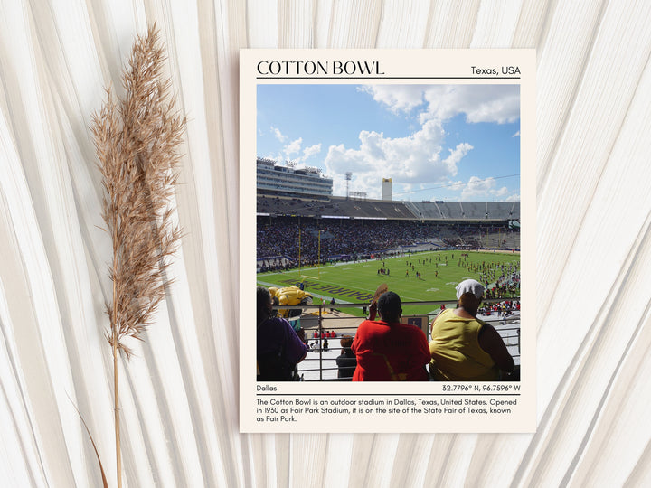 Cotton Bowl Stadium Football Minimal Wall Art