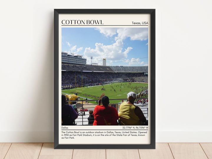 Cotton Bowl Stadium Football Minimal Wall Art