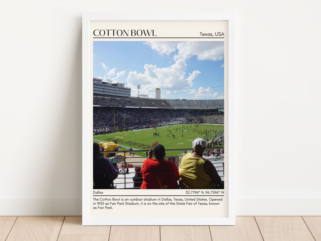 Cotton Bowl Stadium Football Minimal Wall Art