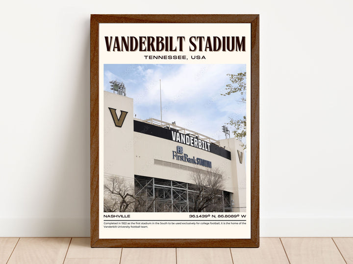 Vanderbilt Stadium Football Retro Wall Art