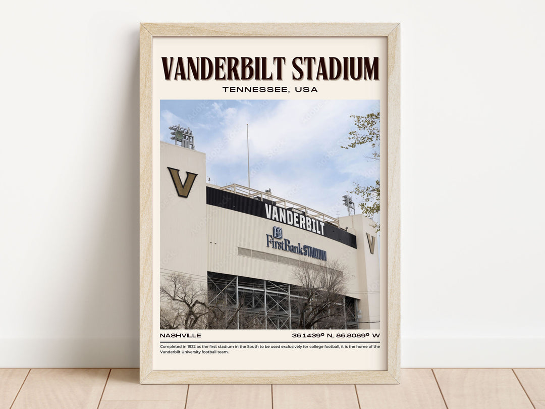 Vanderbilt Stadium Football Retro Wall Art