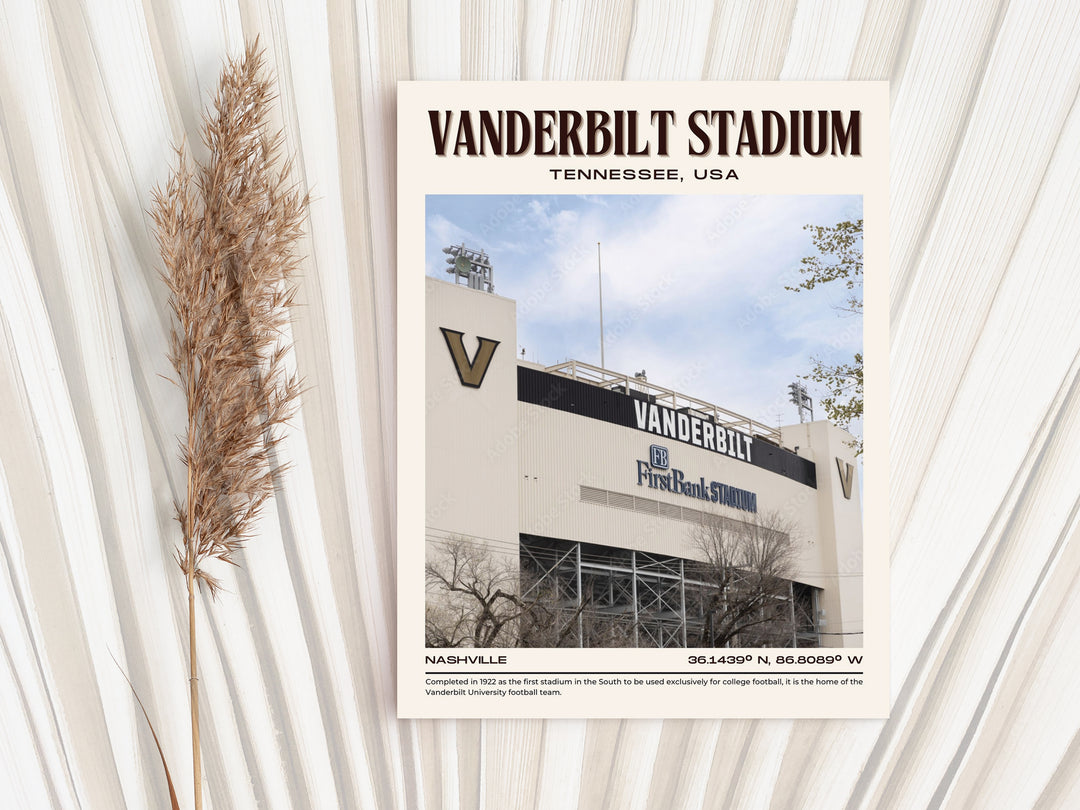 Vanderbilt Stadium Football Retro Wall Art