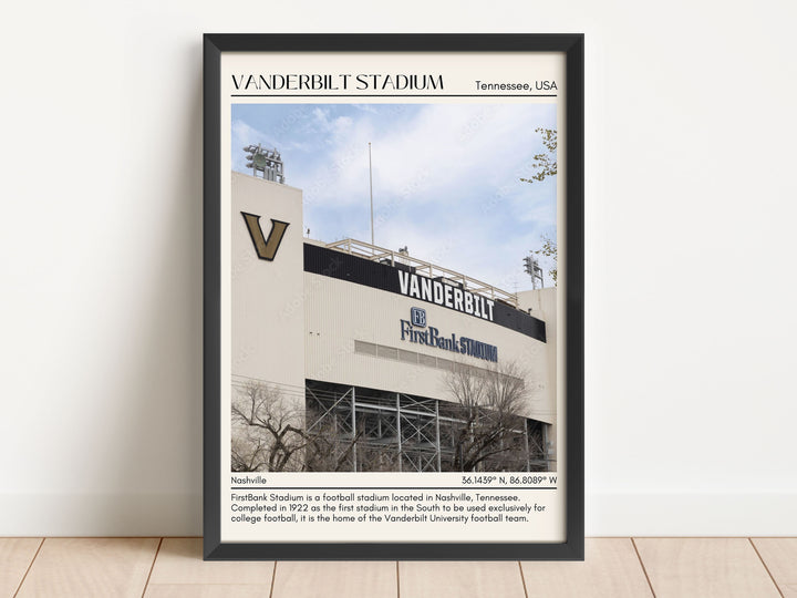 Vanderbilt Stadium Football Minimal  Wall Art