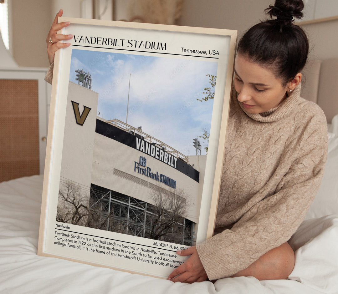 Vanderbilt Stadium Football Minimal  Wall Art