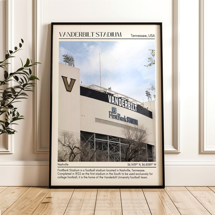 Vanderbilt Stadium Football Minimal  Wall Art