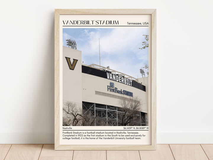 Vanderbilt Stadium Football Minimal  Wall Art