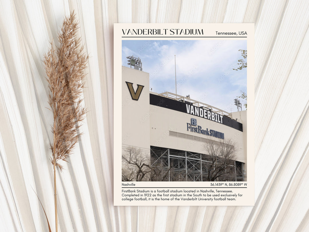 Vanderbilt Stadium Football Minimal  Wall Art