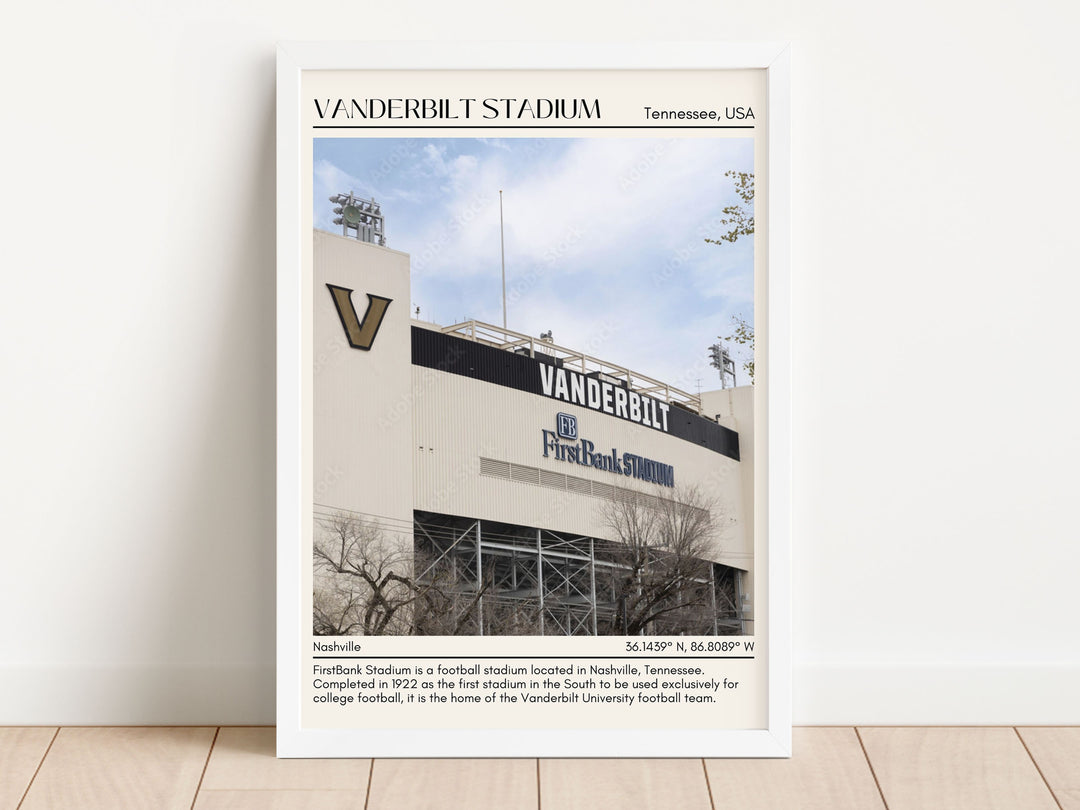 Vanderbilt Stadium Football Minimal  Wall Art