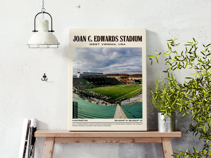 Joan C. Edwards Stadium Football Retro Wall Art