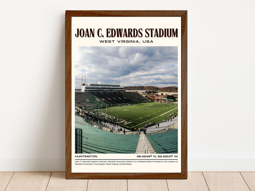 Joan C. Edwards Stadium Football Retro Wall Art