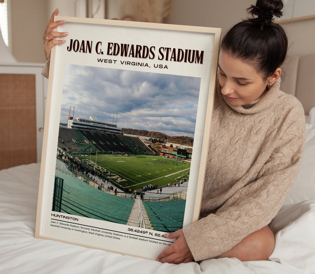 Joan C. Edwards Stadium Football Retro Wall Art