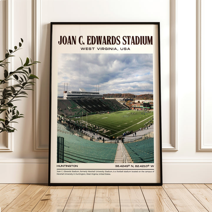 Joan C. Edwards Stadium Football Retro Wall Art