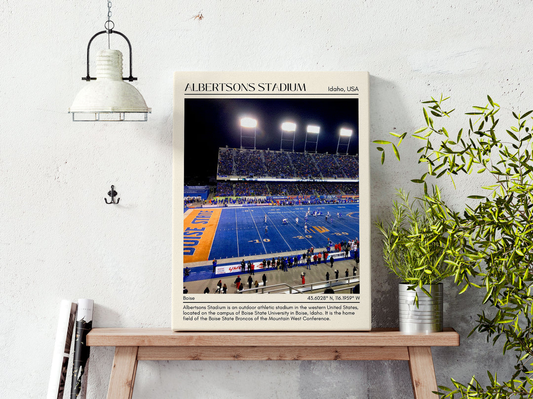 Albertsons Stadium Football Minimal  Wall Art