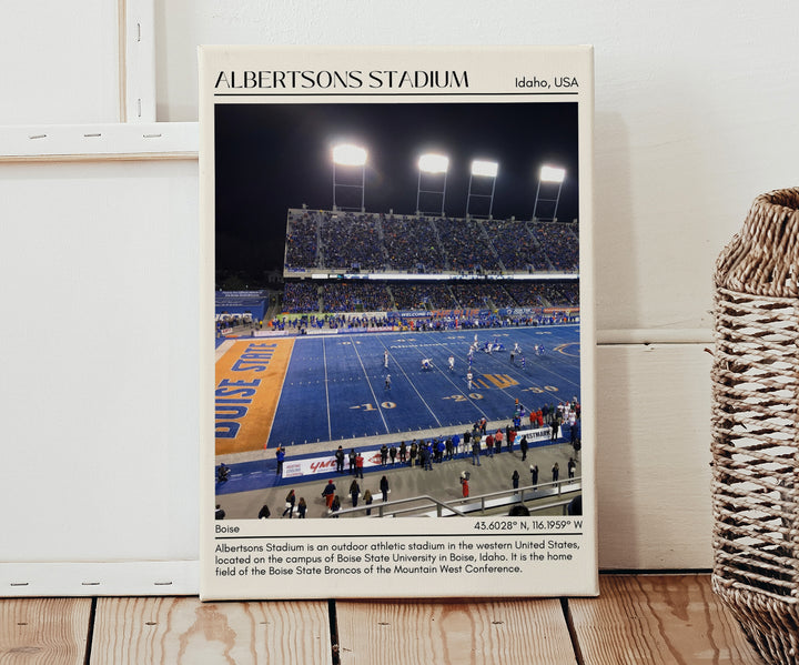 Albertsons Stadium Football Minimal  Wall Art