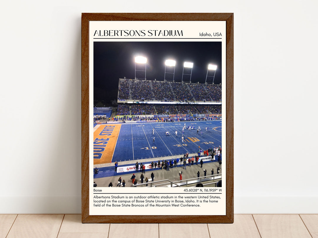 Albertsons Stadium Football Minimal  Wall Art