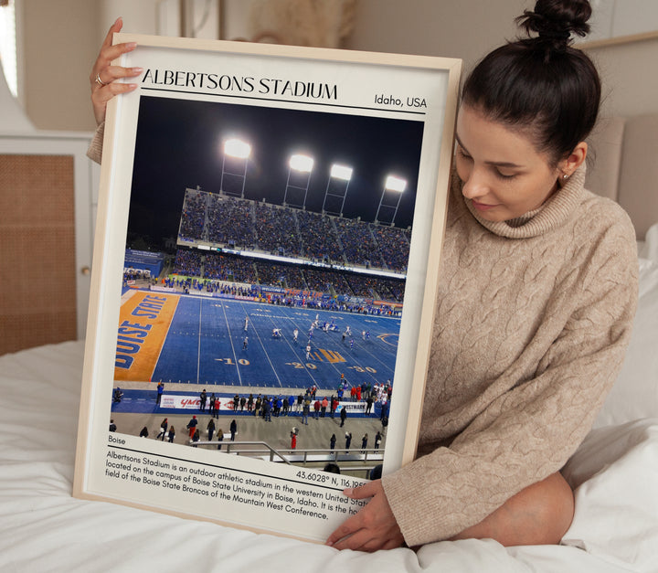 Albertsons Stadium Football Minimal  Wall Art