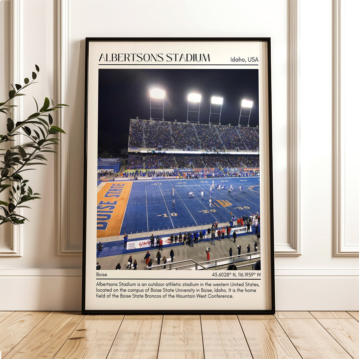 Albertsons Stadium Football Minimal  Wall Art