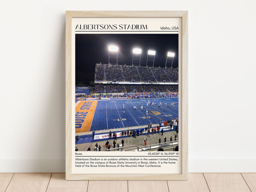 Albertsons Stadium Football Minimal  Wall Art