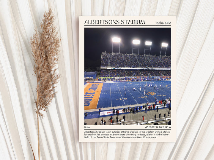 Albertsons Stadium Football Minimal  Wall Art