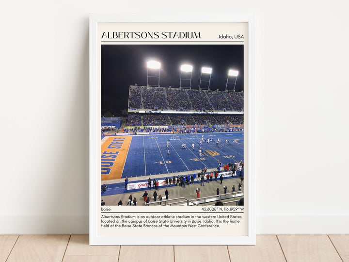 Albertsons Stadium Football Minimal  Wall Art