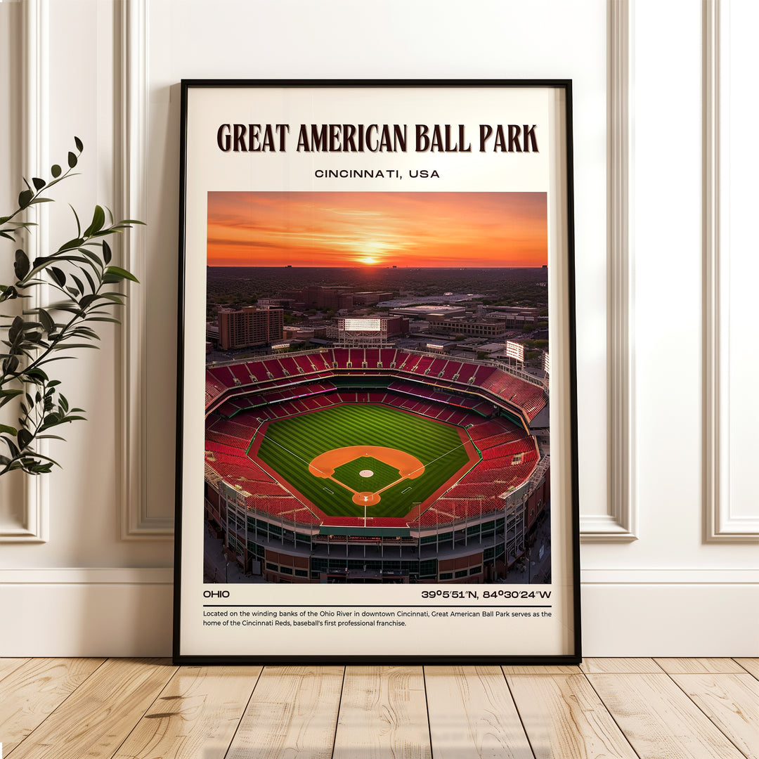 Great American Ball Park Stadium Baseball Retro Wall Art