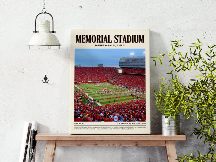 Memorial Stadium Football Retro Wall Art