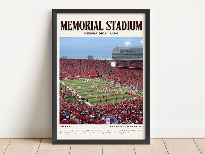 Memorial Stadium Football Retro Wall Art