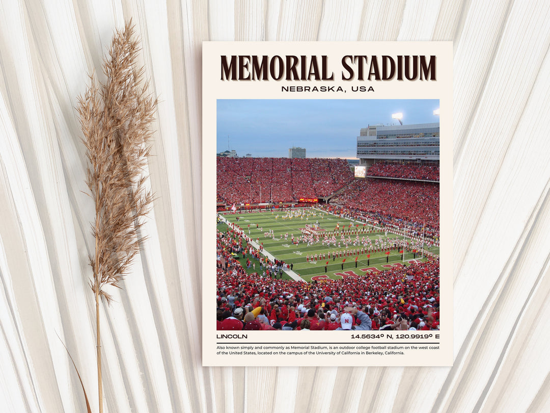 Memorial Stadium Football Retro Wall Art