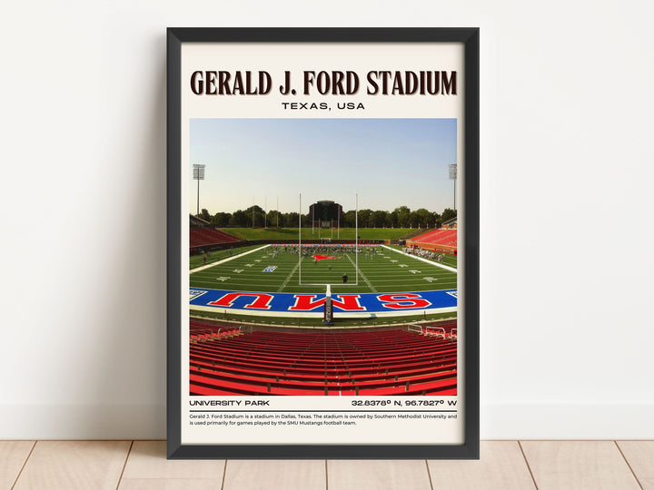 Gerald J. Ford Stadium Football Retro Wall Art