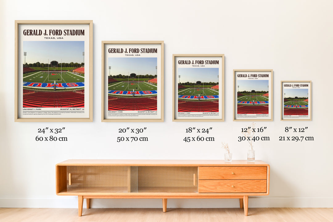 Gerald J. Ford Stadium Football Retro Wall Art