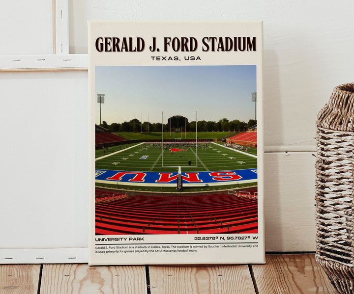 Gerald J. Ford Stadium Football Retro Wall Art